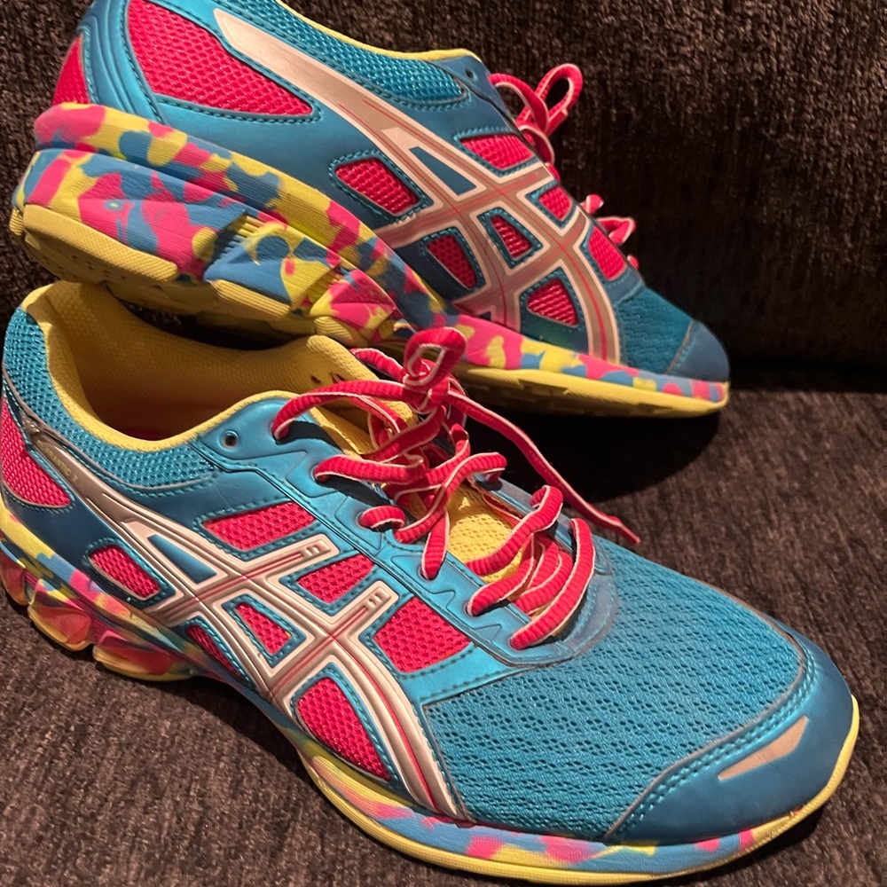 Asics blue and pink sneakers, women’s size 9